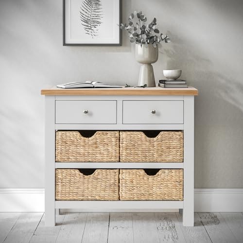 Farro Grey Console Table with Baskets