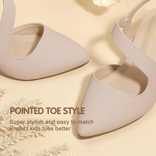 Image of Hehainom Girls Dress Shoes Kitten Heels Sandals Little Big Kids Pointed Toe Slingback Wedding Party Pumps Shoes