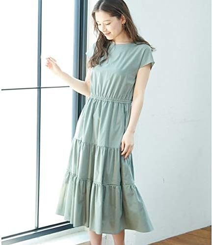 Amazon Co Jp ロペピクニック Rope Picnic バックリボンティアードワンピース グリーン系 35 40 服 ファッション小物