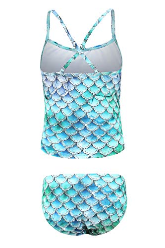 Big Girls Mermaid Tankini Swimsuits Two Piece Bathing Suits Size 14/7-162