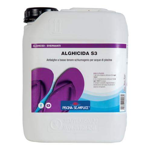 Piscina Semplice, Alghicida S3 Liquido, Previene La Formazione Di Alghe, Formato da 5 Kg
