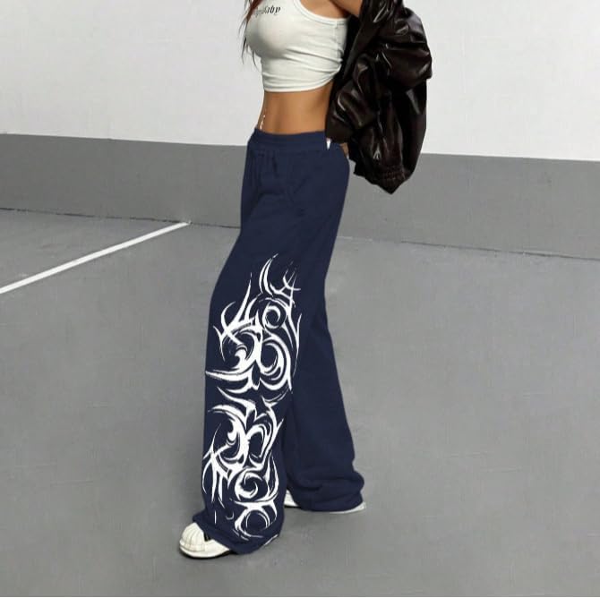 Y2k Wide Leg Baggy Grunge Double Waisted Drawstring Sweatpants Streetwear Women Emo 2000s Star Pants - Image 5
