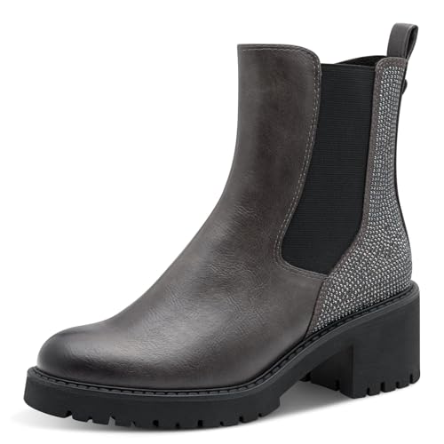 Marco Tozzi Damen Chelsea Boots mit Blockabsatz Glitzerdetails,...