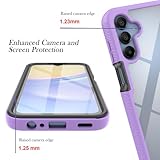 Samsung Galaxy A14 4G / 5G Case with Built-in Screen Protector, 360 Full Body Protective Cover Heavy Duty Anti-Scratch Shockproof Slim Silicone Bumper Clear Phone Case for Samsung A14 6.6" Purple - Image 5