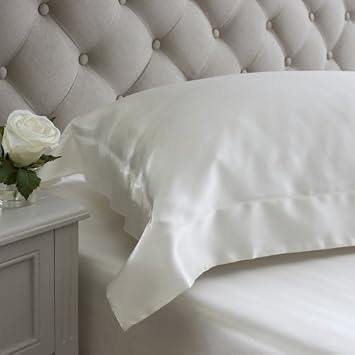 Jasmine Silk 100% 19 Momme Charmeuse Silk Pillowcase for Hair and Skin Oxford Style 50 cm x 75 cm + 7cm Border Envelope Closure RRP  45 Ivory