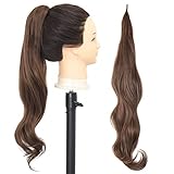 Brown Ponytail Extainson 32 inch Flexible Wrap Around Ponytail Hair Extension Body Wave Pony Tail Ex