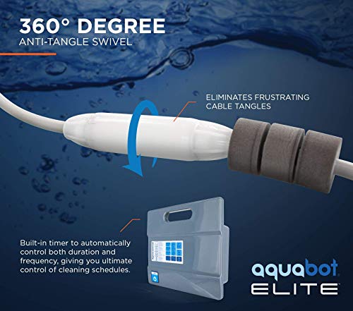 Aquabot Elite Robotic Pool Cleaner for Gunite, Concrete, Pebble Pools with Anti-Tangle Swivel, Massive Dual Cartridge Filters, 3 Yr Warranty - Thumbnail 4