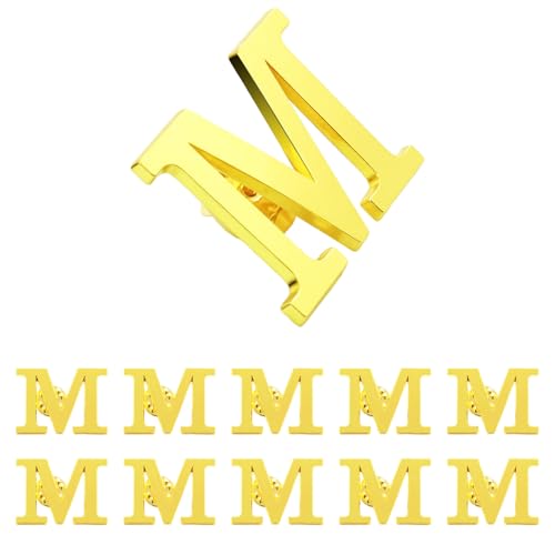 Image of 10Pack A-Z 26 Letters Pins Brooches Silver Plated Metal Broaches Pins-GOLD Initial Breast Brooch pin Tack Name Personalized Gifts for Women Men