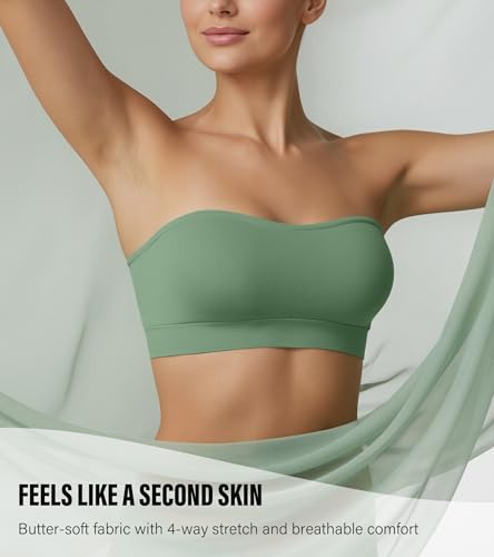 Image of DEANGELMON Strapless Bras for Women Wireless Push Up Non-Slip Bandeau Bra Seamless Clear Straps TubeTop Padded Bralette