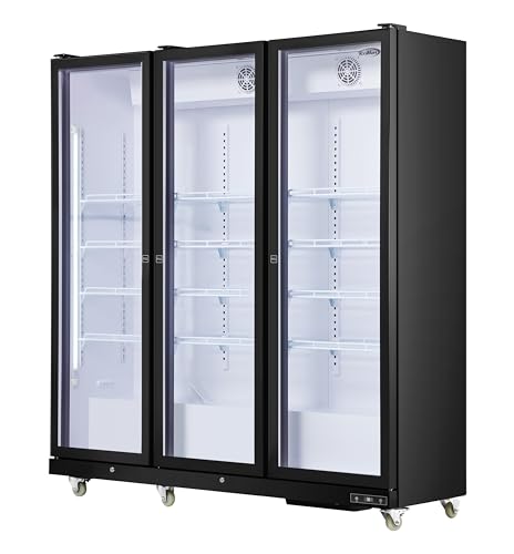 Image of KoolMore 71 in. Commercial 3 Fully Glass Door Merchandiser Refrigerator, 46 Cu. Ft. ETL Listed in Black (KM-MDR-3FGD)