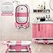 Collapsible Baby Bathtub for Newborns to Toddler with Real-time Temp Monitor & Floating Cushion,Portable Travel Tub for 0-36 Month, Foldable Baby Bath Tub for Infants Girl (Pink)