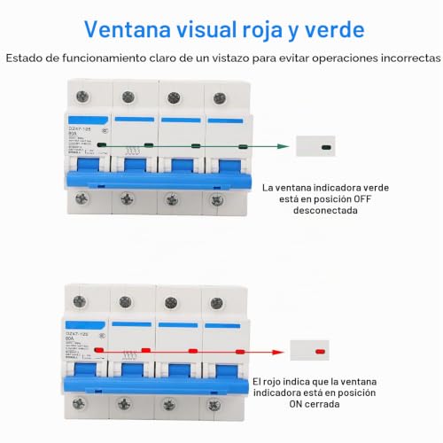 Miniatura 3 de Seafront Disyuntor De 4 Polos 80a 400v, Interruptor De Desconexión, Disyuntor De Montaje En Riel, Retardante De Llama De Pc Para Protección De Energía En El Hogar