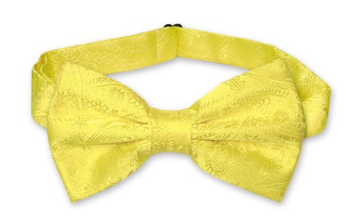 Vesuvio Napoli BOWTIE Yellow Paisley Color Men's Bow Tie for Tuxedo or Suit