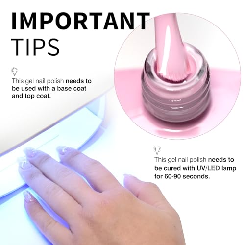 Image of CANNI 9ml Soft Pink Jelly Gel Nail Polish, High Gloss UV LED Soak Off Gel