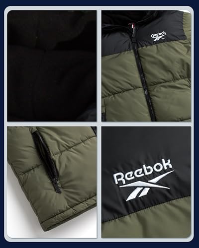 Image of Reebok Mens Winter Jacket - Warm Heavyweight Mens Winter Coat - Wind Water Resistant Insulated Quilted Puffer Jackets for Men
