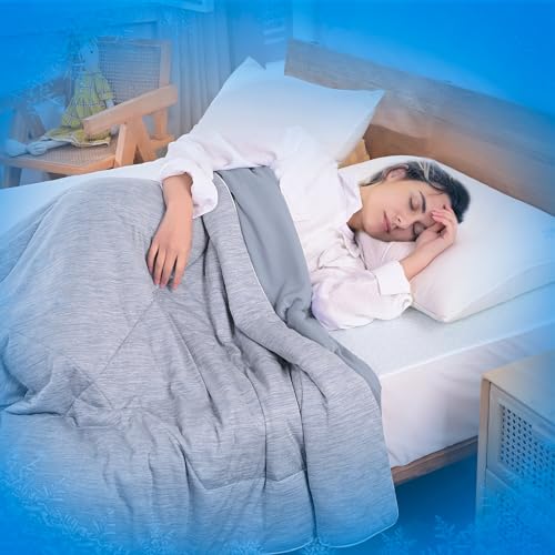 MYLUNE HOME Cooling Blanket for Summer Arc-Chill Q-Max>0.458 Cooling Summer Duvet Light and Thin for Sleeping Night Sweats Double-sided Summer Quilt Feel Silk Cool for Adults 150x200cm Grey