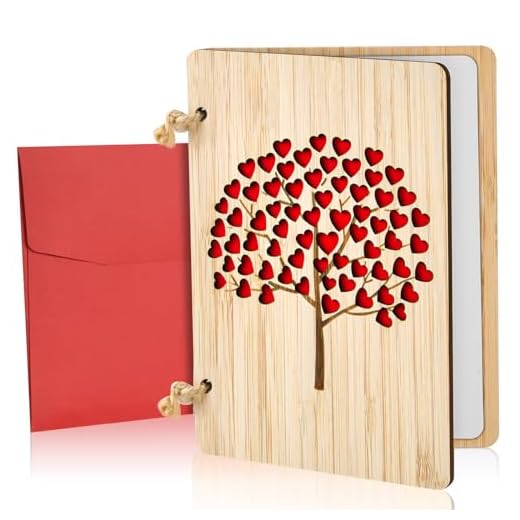 Vicloon Tarjeta de Regalo de Felicitacion de Madera con Flor, Hecha a Mano, con Sobres, para Cumpleanos, Bodas y San Valentin (Arbol del amor)