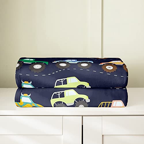3D Truck Fleece Throw Blanket Kids,Freestyle Truck Flannel Fuzzy Blanket For Bed Sofa Couch,Car Blue All Season Bed Blanket Breathable Plush Blanket Room Decor 40"X50" #TOP3