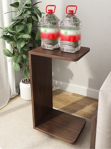 Fzzdp Solid Wood Side Table Mobile C-Shaped U-Shaped Corner Table Small House Bedside Table Sofa Tea Table Small Table Side Table Mini Material: Rubber Wood (Color : Walnut Color, Size : There Are W #TOP4