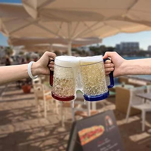 Double Wall Gel Frosty Freezer Ice Mugs 16oz Set of 4 (White black red and blue) - Image 8