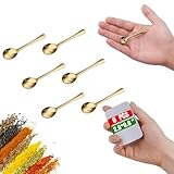 Tiny Spoons - Mini Stainless Steel Spoons 2.9 inch for Salt Jars Spice Jars, SUS 304 Food Grade Seasoning Spoon for Powder Spices, Pepper, Sugar, Coffee (6, Gold)