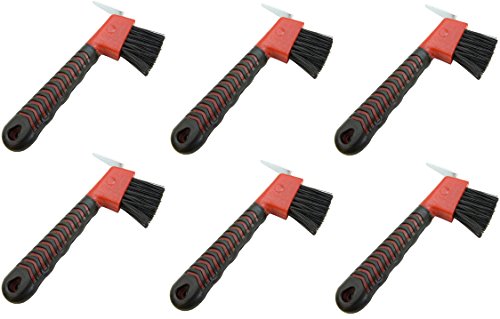 Intrepid International Rubber Hoof Pick with Brush, Red (Pack of 6)