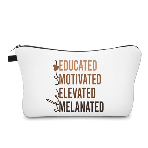 Baobeily Educated Motivated Elevated Melanated Makeup Bag for Black Women