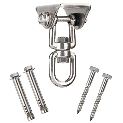 MaoXinTek Swing Hangers SUS304 Stainless Steel 360° Rotate Suspension Hooks with Bolt for Concrete Wooden Yoga Hammock Chair Sandbag Swing 450KG Capacity