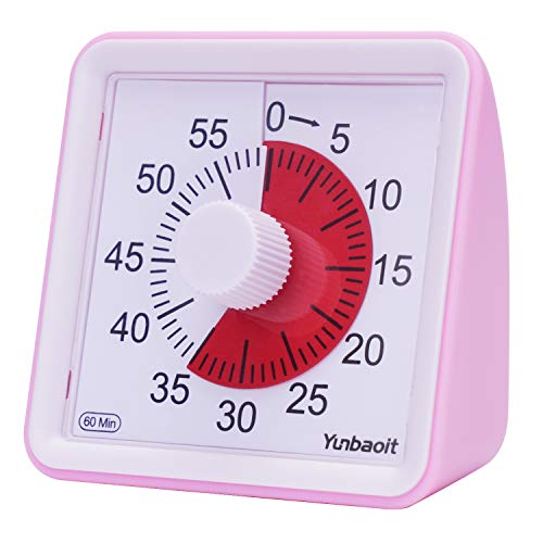 Yunbaoit - Temporizador analógico visual, reloj de cuenta regresiva, herramienta de gestión del tiempo para niños y adultos (rosa)