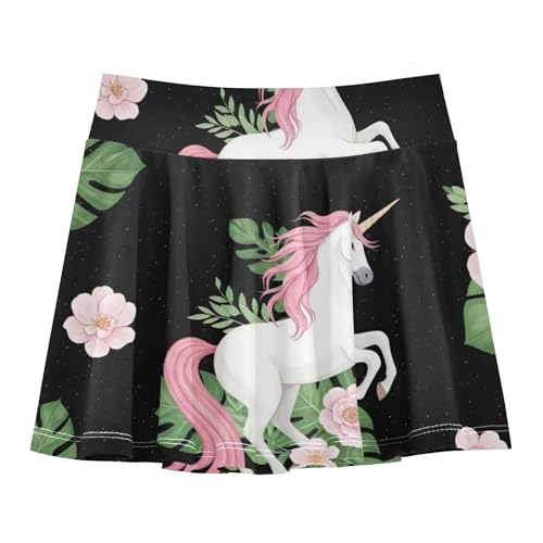 Athletic Shorts for Girls Skorts White Unicorns Pink Manes Tails Tennis Skirts Toddler Floral Teen Cheer 3t