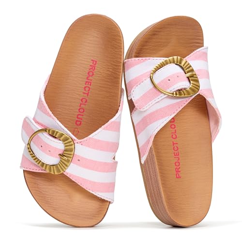 Image of Project Cloud Girls Sandals - Adjustable Buckle Girls Slides with Plush and Soft Insole Kids Sandals - Non-Slip and Lightweight Slides for Kids