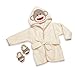 Sock Monkey Hooded Bath Robe Towel & Slipper Gift Set (0-9 Months)
