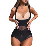 Chumian Bodysuit for Women Shapewear Waist Trainer Body Shaper Mesh Slimming Shaping Bodysuits Tummy Control Top (Black, XL) - Image 1