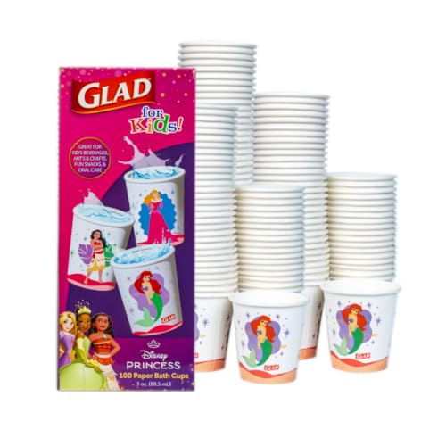 Glad for Kids Disney Princess Mini Paper Cups, 3 Oz, 100 Count, 6-Pack - image 1