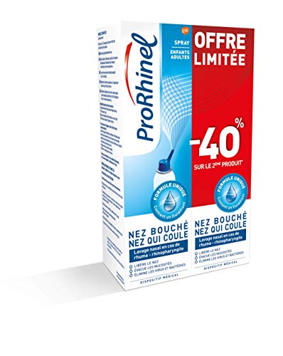Prorhinel Spray Nasal Pour Enfants et Adultes, Pour Nez Bouché et Qui Coule, Aide À Eliminer Les Bactéries, Lot de 2x100 ml Cover