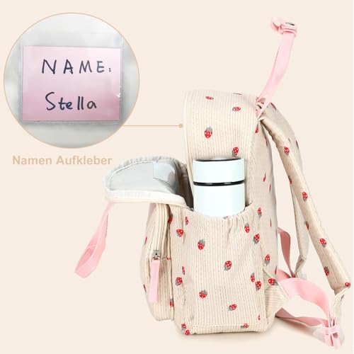 LEDAOU Kinderrucksack, Wasserdicht, für Kinder 2-4 Jahre, Kita und Schule, Jungen und Mädchen (Erdbeerreis)