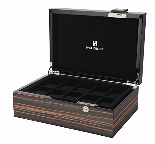 Paul Design COLLECTOR 10H-M Men's Watch Storage Case, Pole Design, Watch Collection Box, Braun