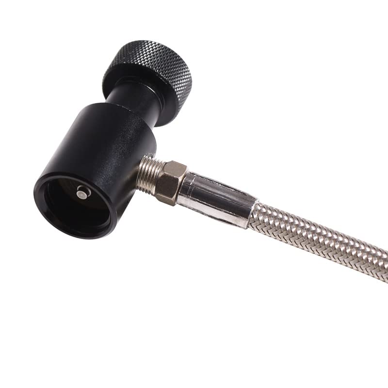 TUXING CO2 PCP Refill Adapter Filling Station Connector Kit, CGA320 and G1/2-14 CO2 Dual Valve Bottle Refill Station with 36 inch Braided Hose for CO2 Tanks