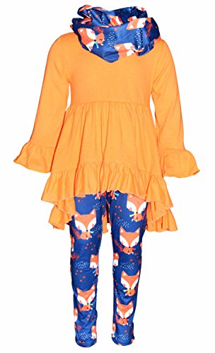 Image of Unique Baby Girls Kids Toddler 3pc Outfit Set Long Sleeve Cotton Blend Tunic Top Leggings and Scarf