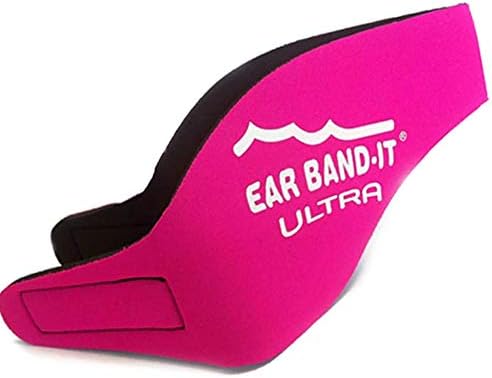 Ear Band-It ULTRA Neoprene Head Band for Swimming - Medium Size (Age 4 - 9 years) (Hot Pink, With Pink Putty Buddies)