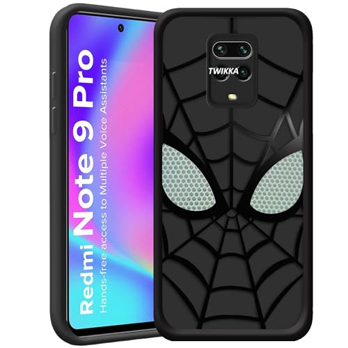 Image of Stylish Spider Back Case Cover Compatible for Mi Redmi Note 9 Pro /Pro Max /Poco M2 Pro | Spidey Face Mask Case | Soft Silicone | Camera & Full Body Protection | Shock Proof |(Black)