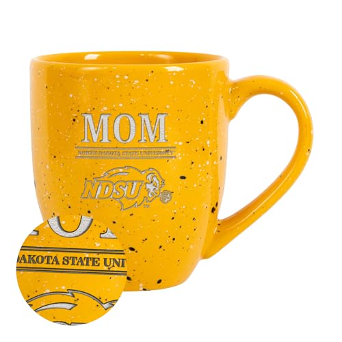 Rico Industries NCAA North Dakota State Bison Mom Yellow 16 oz Team Color Laser Engraved Speckled Ceramic Coffee Mug