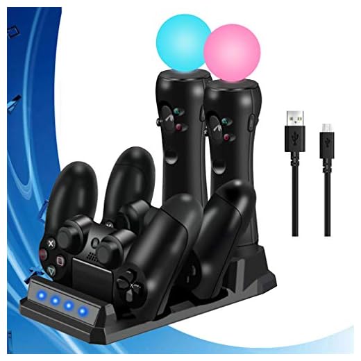 QAIYXM 2019 PS 4 Slim Pro PS Move joystick kontroll laddare laddningsdocka station lekstation 4 spel PSVR flytta PS4 tillbehör