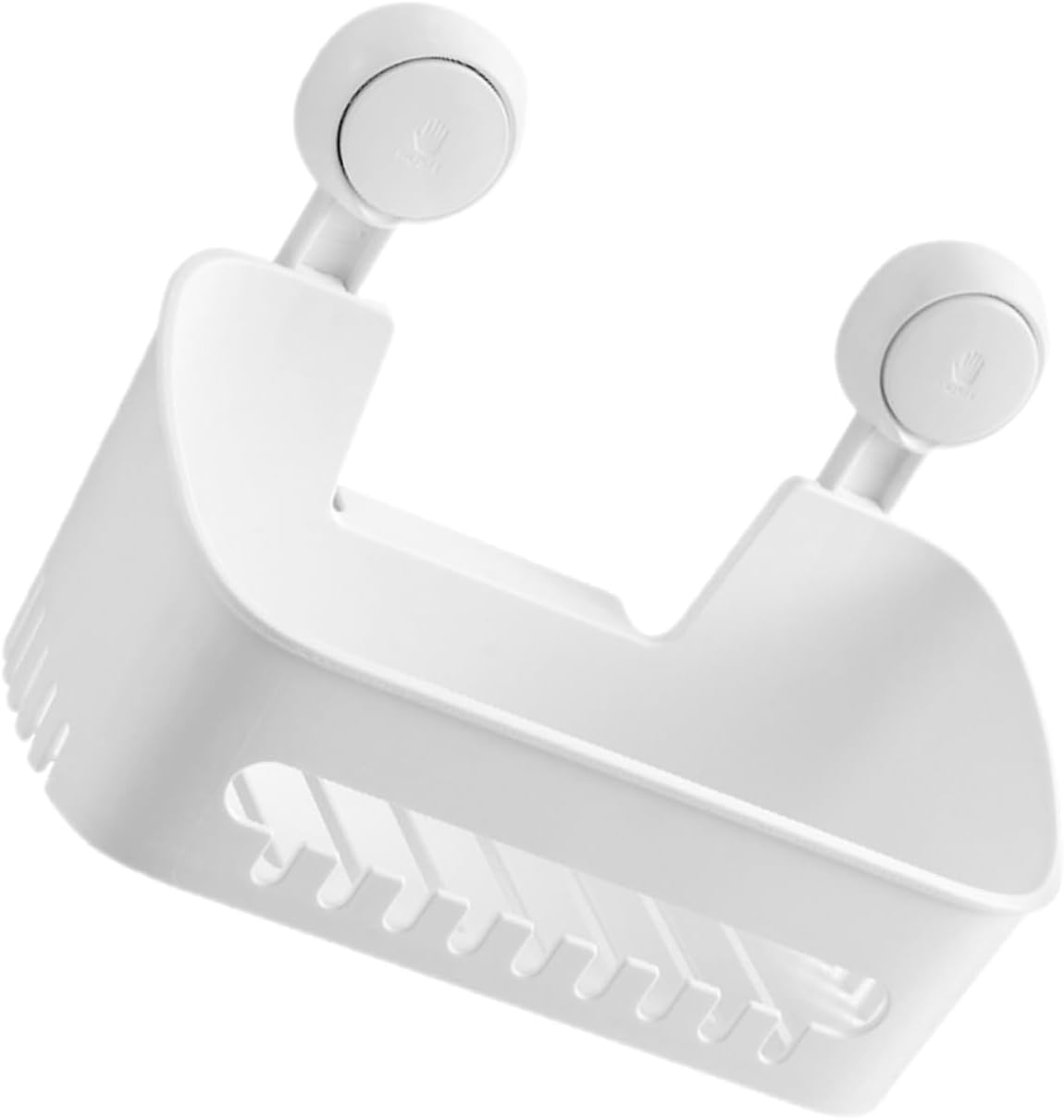 Amosfun Suction Cup Storage Organizer for Bathroom and Kitchen Wall-mounted Shower Rack Easy Installation Space-saving Design No Damage to Walls Strong Load Capacity White Color