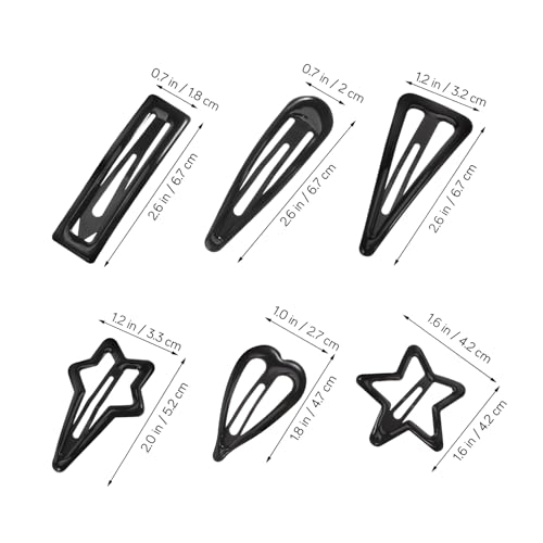 Pinzas de metal negras Beaupretty con estrellas y corazones para peinar el cabello de mujer 2