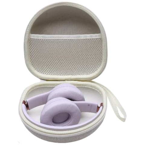 DR·AMIU Hard Case Compatible with Beats, JBL, BERIBES, Soundcore Anker, TOZO, KVIDIO, Skullcandy, Picun, JLab JBuds Lux ANC/Studio Wireless Folding Headphones, Travel Carrying Beige Case Cover
