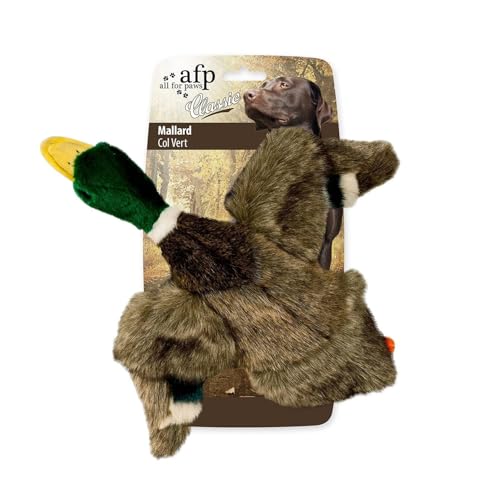 ALL FOR PAWS Duck Squeaky Doy Toy Duck Dog Toy for Small Medium Breed Puppy Fetch Toy with Squeaker Plush Chew Dog Toy 7.9 x 7.5 x 2 inches Classic - Mallard S