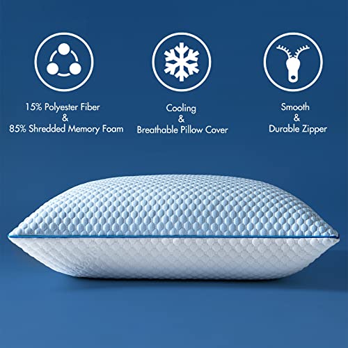 Miulee Shredded Memory Foam Bed Pillows For Sleeping Bamboo Pillow With Adjustable Loft Soft Firm Supportive Wedding Cooling Pillows For Side Back Stomach Sleepers King Size (1-Pack) #TOP6