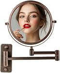 OVENTE 7" Wall Mounted Makeup Mirror with 1X/7X Magnification, Double Sided Magnifying Round Bathroom Vanity Mirror, 360° Swivel Design, Extendable and Folding Arm, Antique Bronze MNLFW70ABZ1X7X