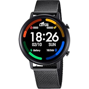 LOTUS Montre Connectée Homme Smartwatch Acier 316L Noir – Étanche IP65 50043/1 – Musique, Pas et Calories, Sport, Fréquence Cardiaque et Pression